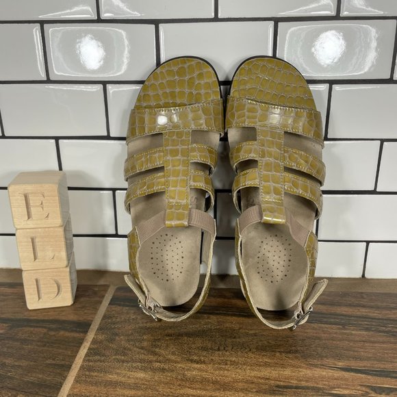 SAS Allegro Heel Strap Sandal Taupe Croc Print Patent Leather J3808432 Womens 5 - Picture 6 of 10